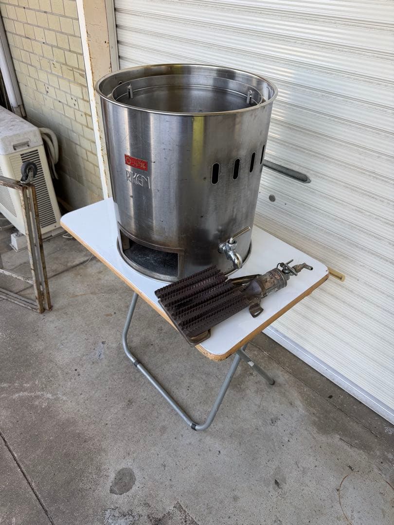 大型ステンレス寸胴茹で麺器ガスバーナー付き