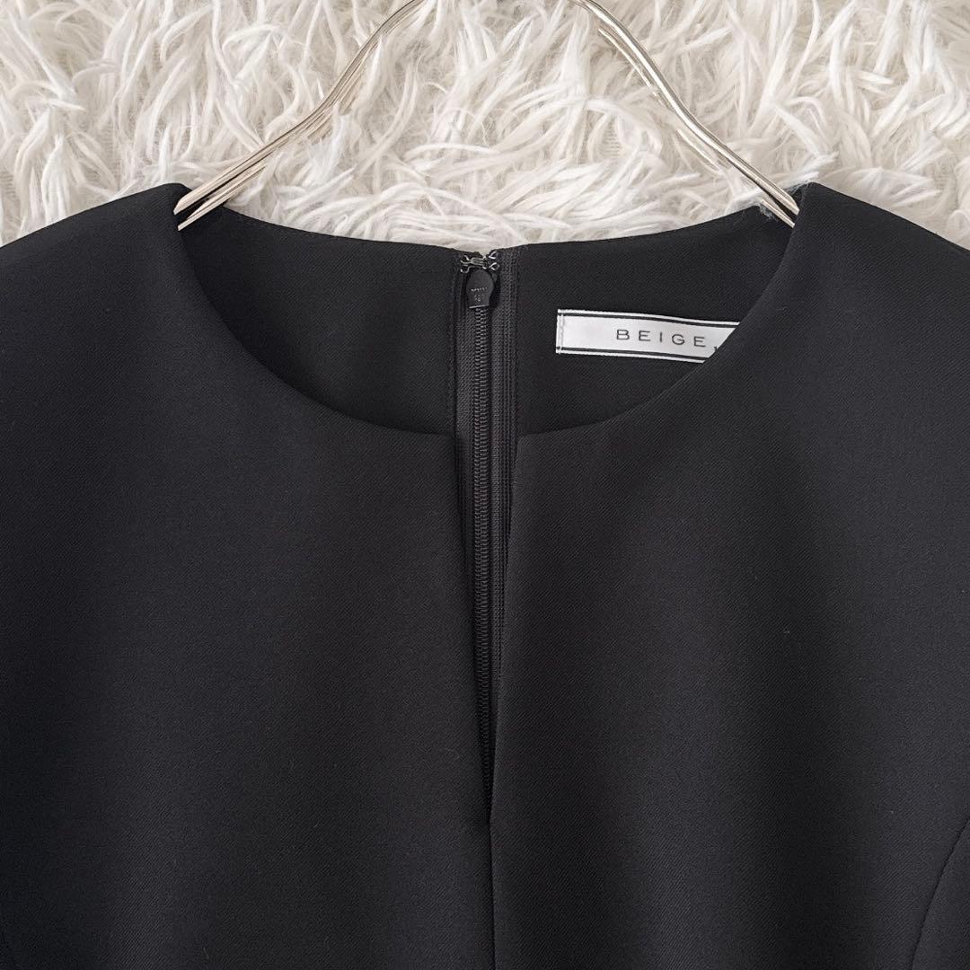 未使用級 BEIGE,ベイジ✨LUIZA ワンピース キーネック 黒 サイズ0