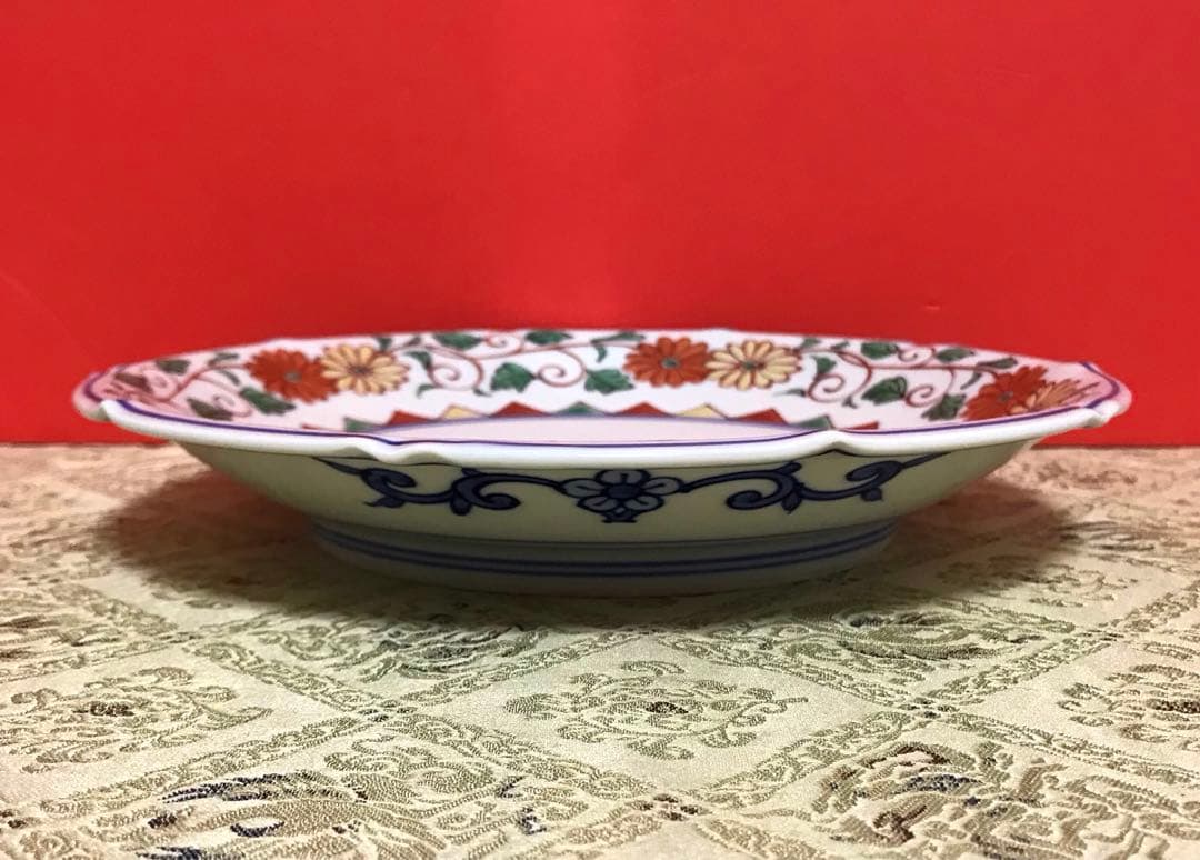 未使用保管品✨京焼 清水焼 高野 昭阿弥作 色絵花唐草紋 7.3号 中皿 単品