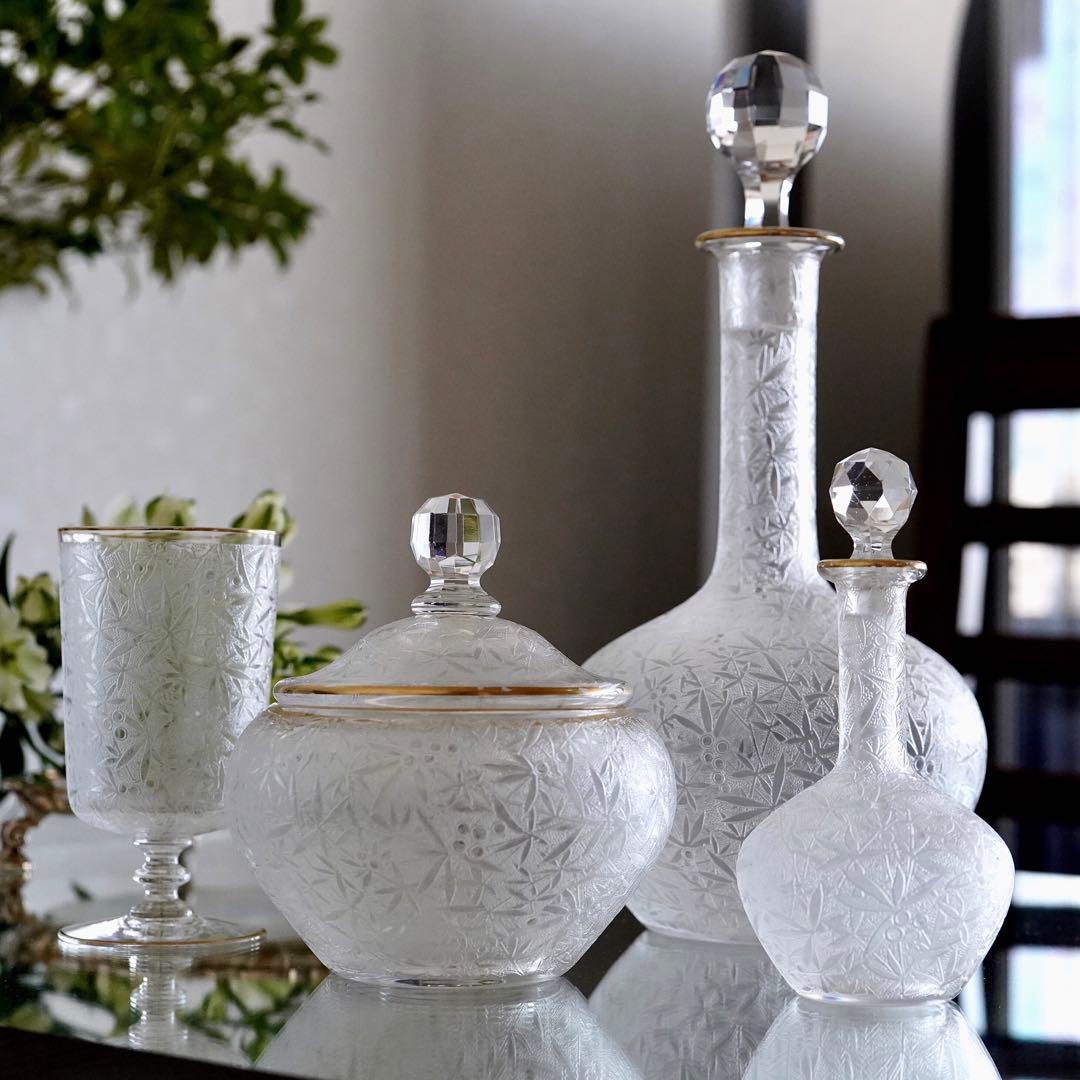 極希少★オールドバカラBACCARAT★24金彩★アシッドエッチング デカンタS