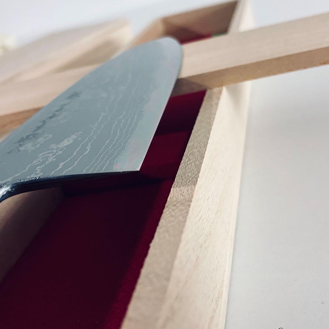 堺源吉 吉国　日本製 三徳 包丁 鍛造　18cm 青鋼 墨流　堺の包丁　堺一文字