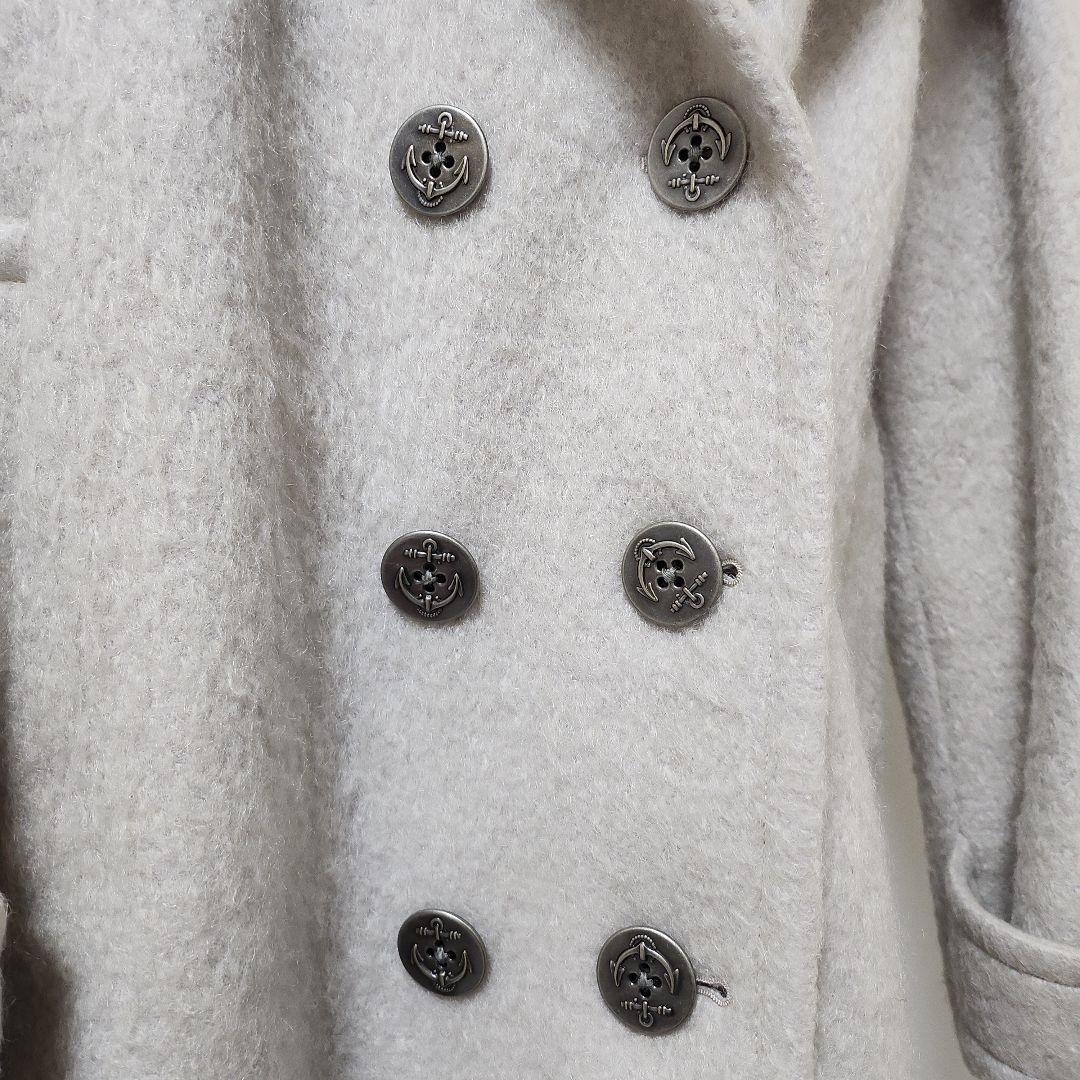 Diagram グレー ダブルブレスト コート ファー付き