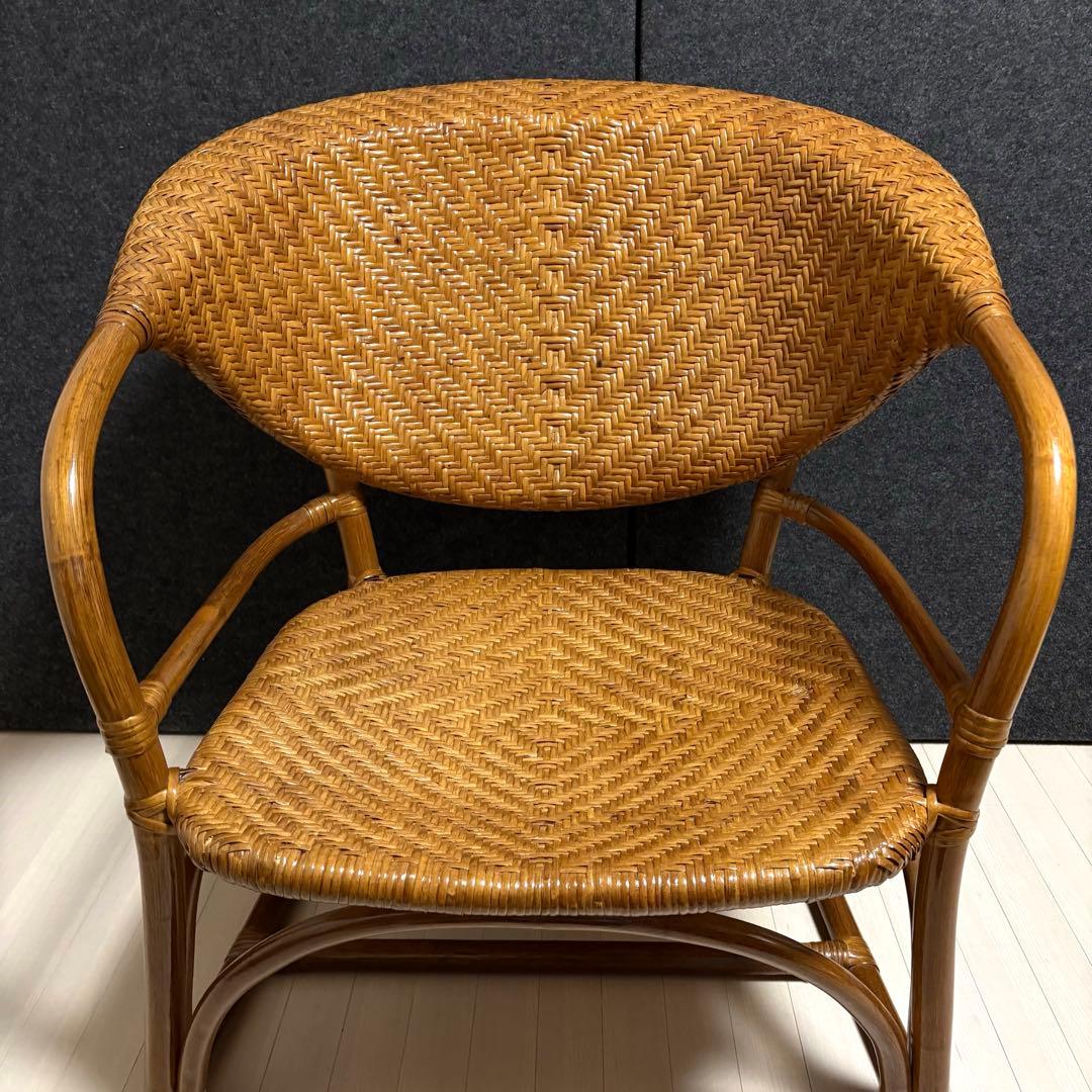 山下工芸　ラタン　籐　アームチェア　ラタンチェア　ガーデンチェア　レトロ