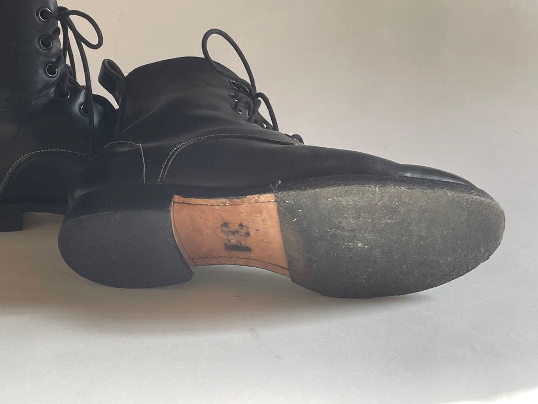 ブラックレースアップレザーブーツ　sunsea 6hole