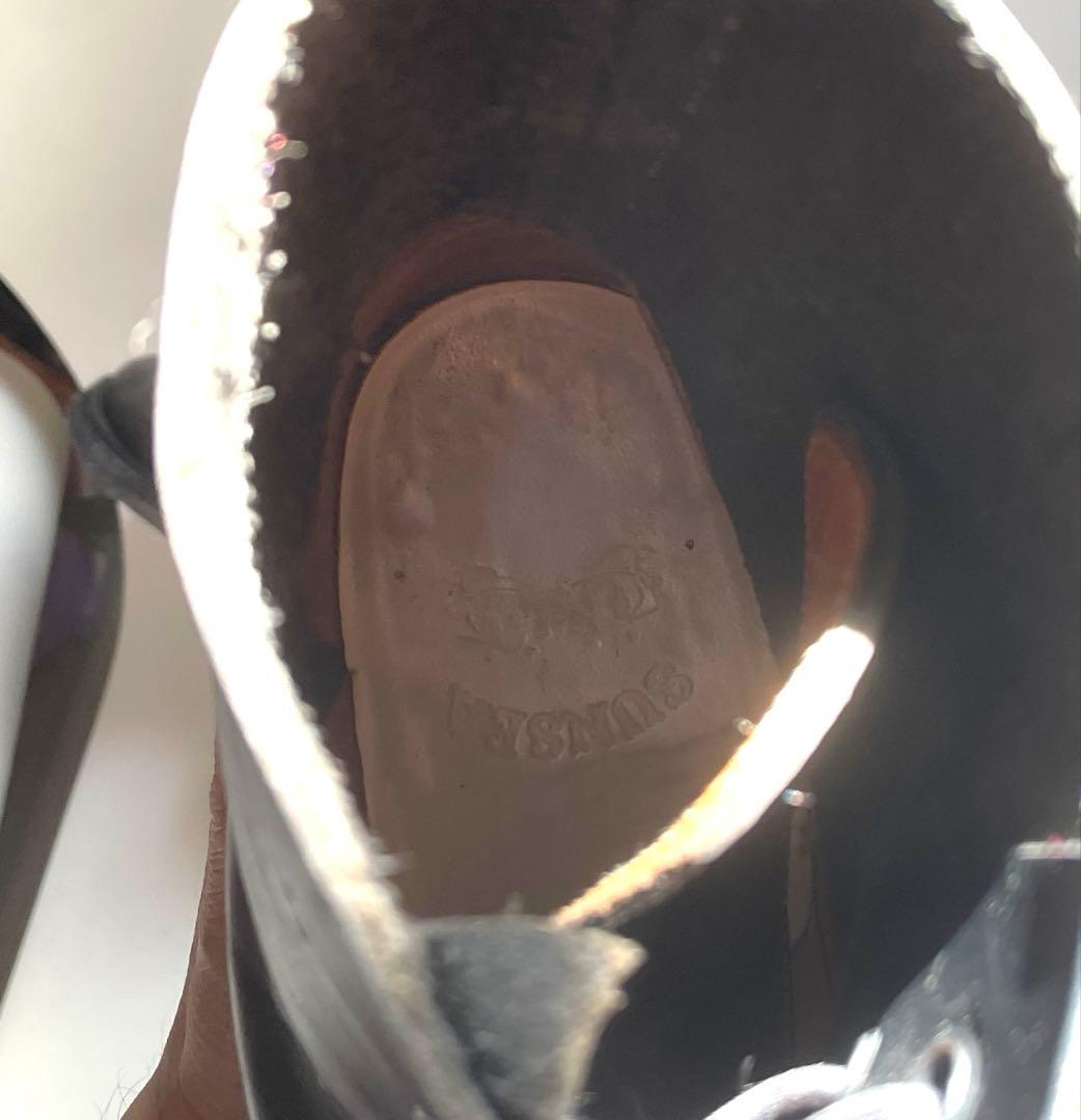 ブラックレースアップレザーブーツ　sunsea 6hole