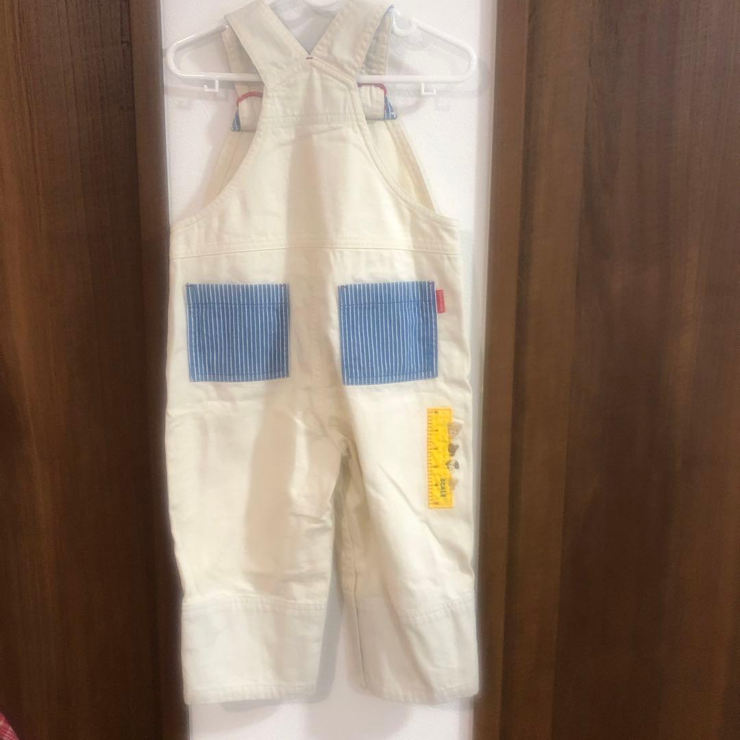 ミキハウス オーバーオールクリーム色M80〜90 定価27500円