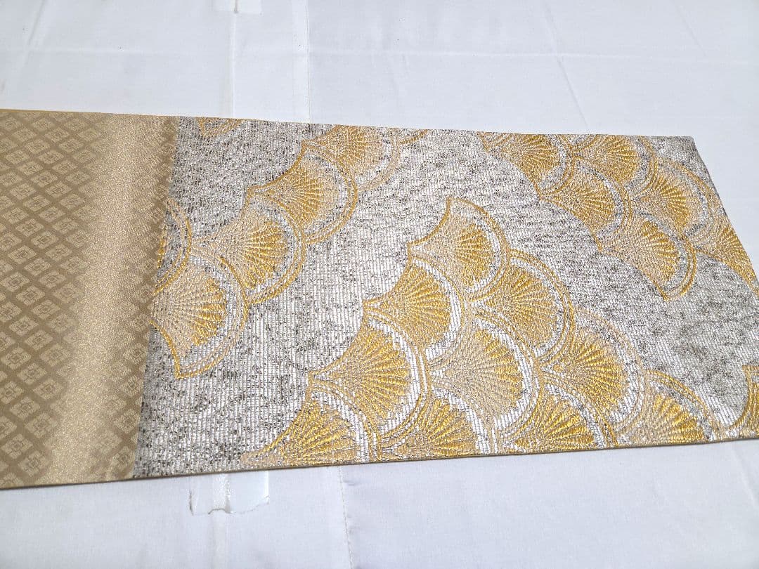 C 京の名工 染匠 越後屋通博 菊青海波 金銀糸 六通 正絹 フォーマルな袋帯