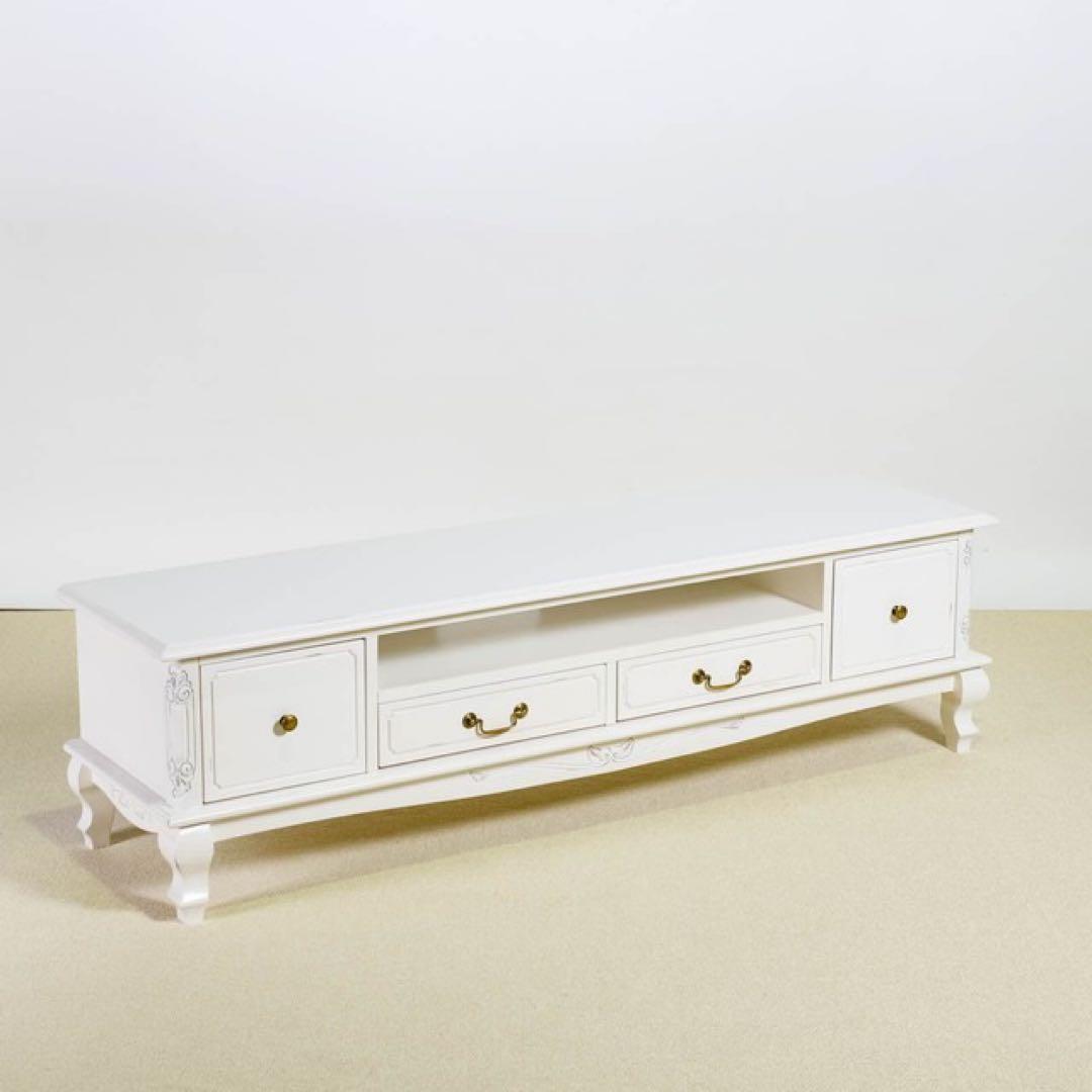 C新品 アンティーク調 テレビボード テレビ台 ホワイト ローボード 白 ラック
