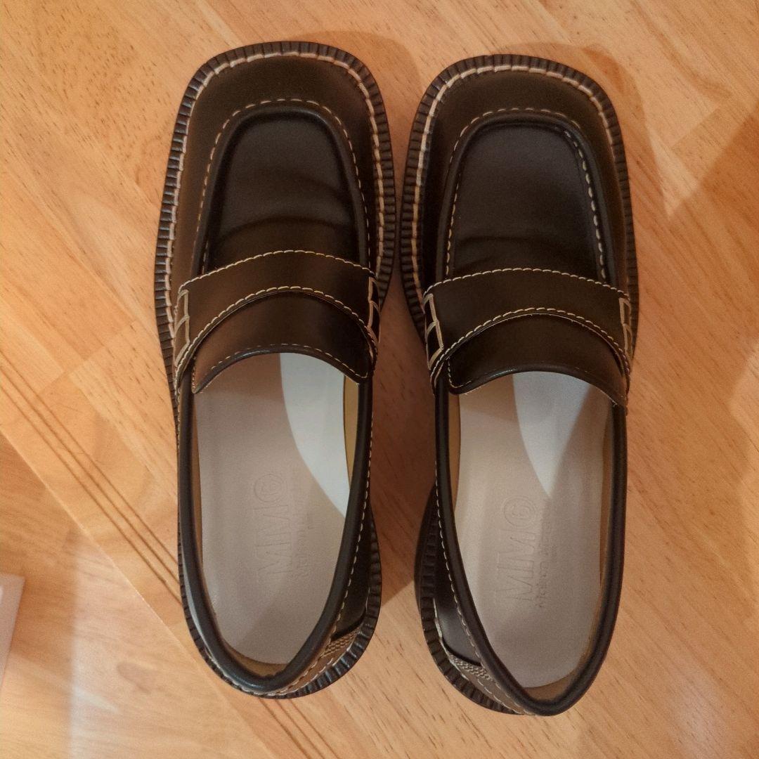 MM6 マルジェラ スクエアトゥ ローファー ブラック 37サイズ