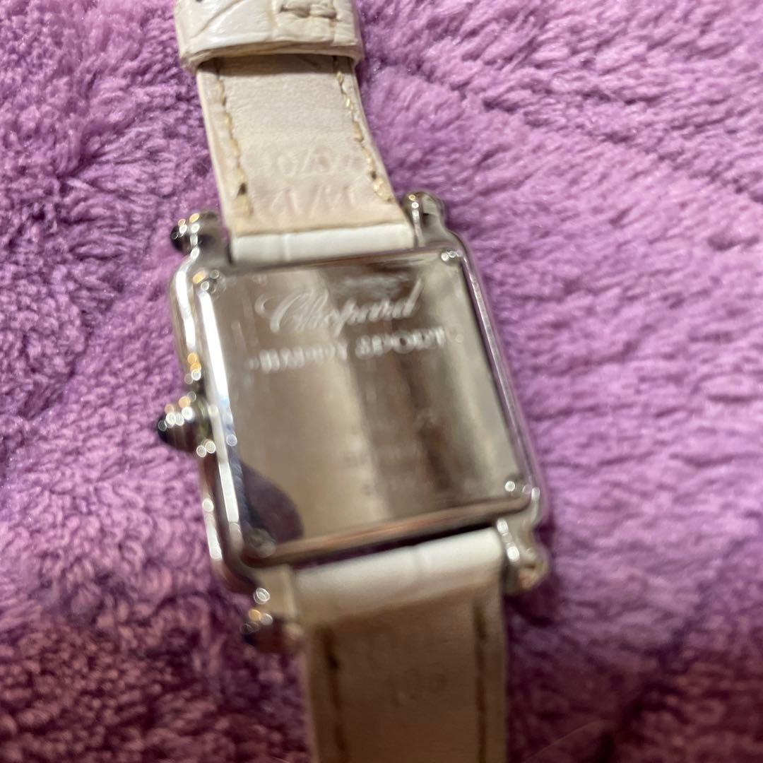 Chopard ホワイトレザー スクエア時計