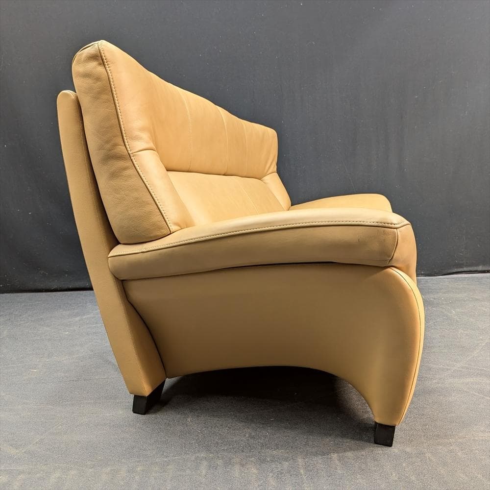 美品　カリモク　本革　ワイドラブソファ　ラブソファ　2人掛け　2P　2.5人掛け