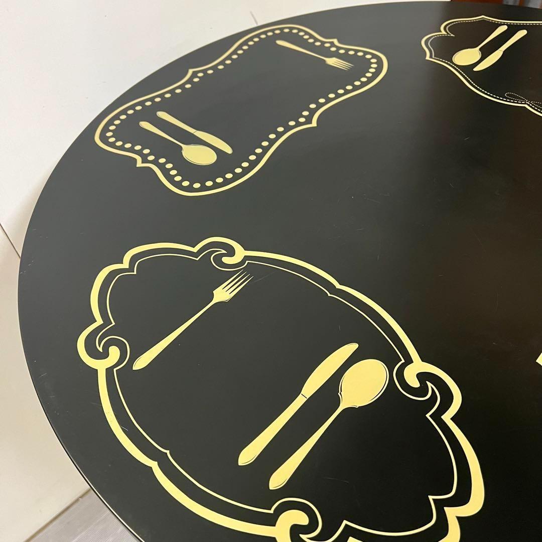 カフェテーブル　ラウンド　アンティーク調　アイアン　ブラック　お洒落　引取り限定