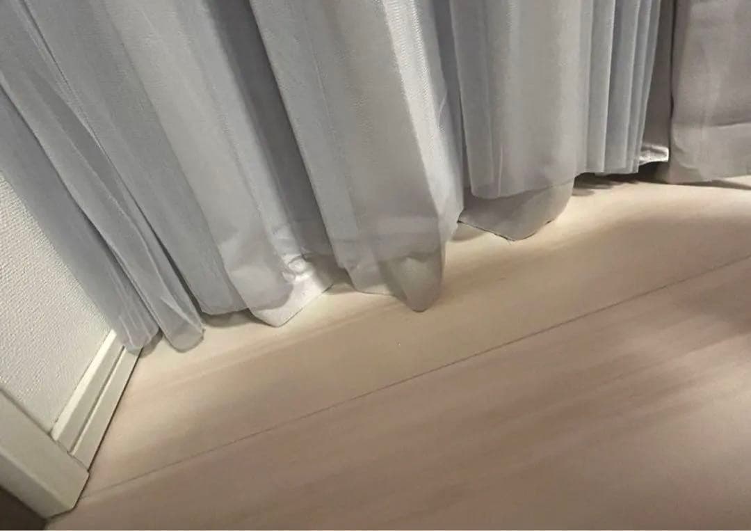 Francfranc チュールバルーン ダブルカーテン ライトグレー ドレープ