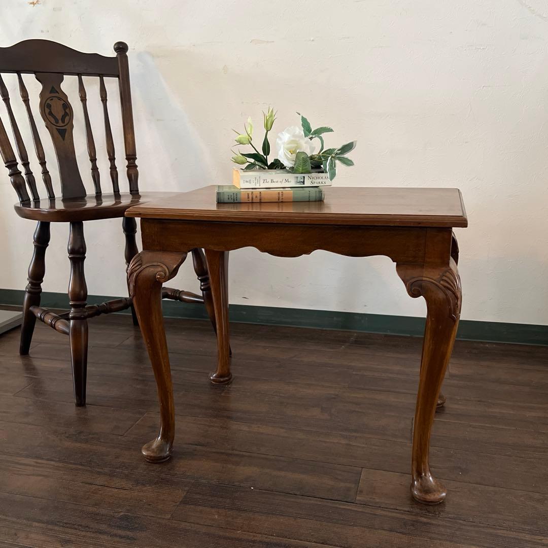 k978r114 英国アンティーク家具 木製サイドテーブル 猫脚 ミニテーブル