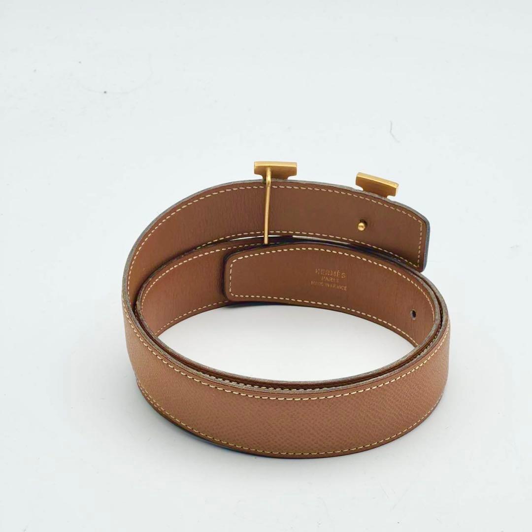 美品✨　エルメス　Hロゴ　コンスタンス　ベルト　ゴールド　キャメル　レザー