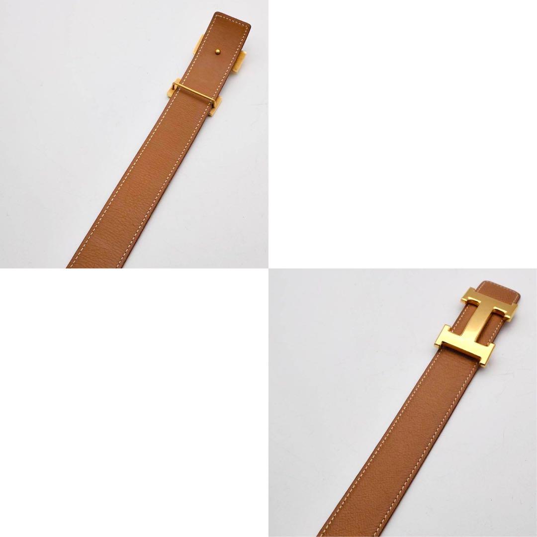 美品✨　エルメス　Hロゴ　コンスタンス　ベルト　ゴールド　キャメル　レザー