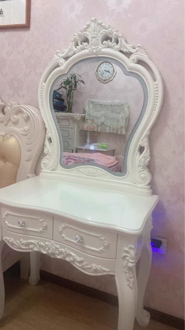 即日発送可能　80cm 大人気　北欧風ドレッサースツールライト セット