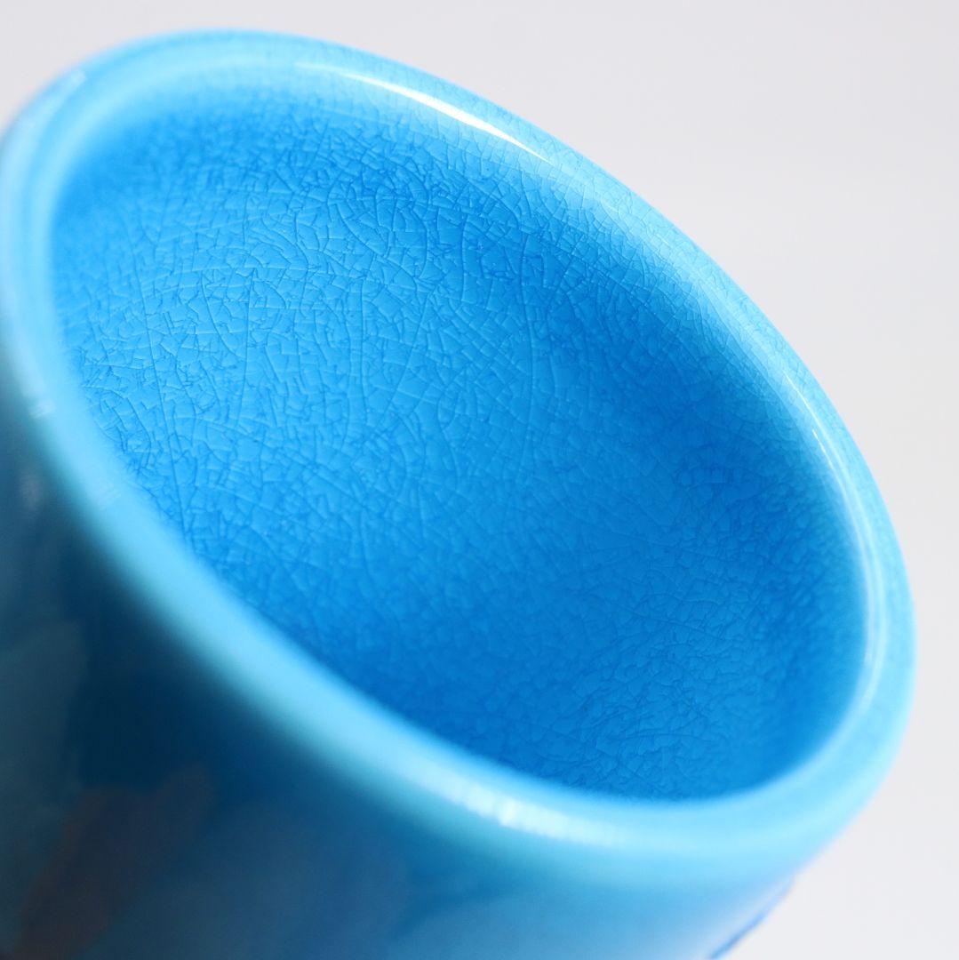 勝見永泉作 浅黄交趾焼 波千鳥 蓋置 茶道具 共箱共布　C866　N6