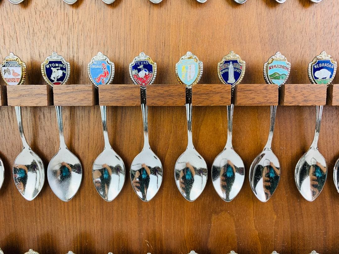 USA型　木製スプーンラック　アメリカ州　スーベニアスプーンラック　セット