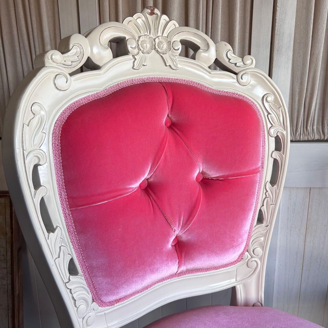 ロココ調　椅子　プリンセス　姫　ダイニングチェアB　ピンク　アンティーク