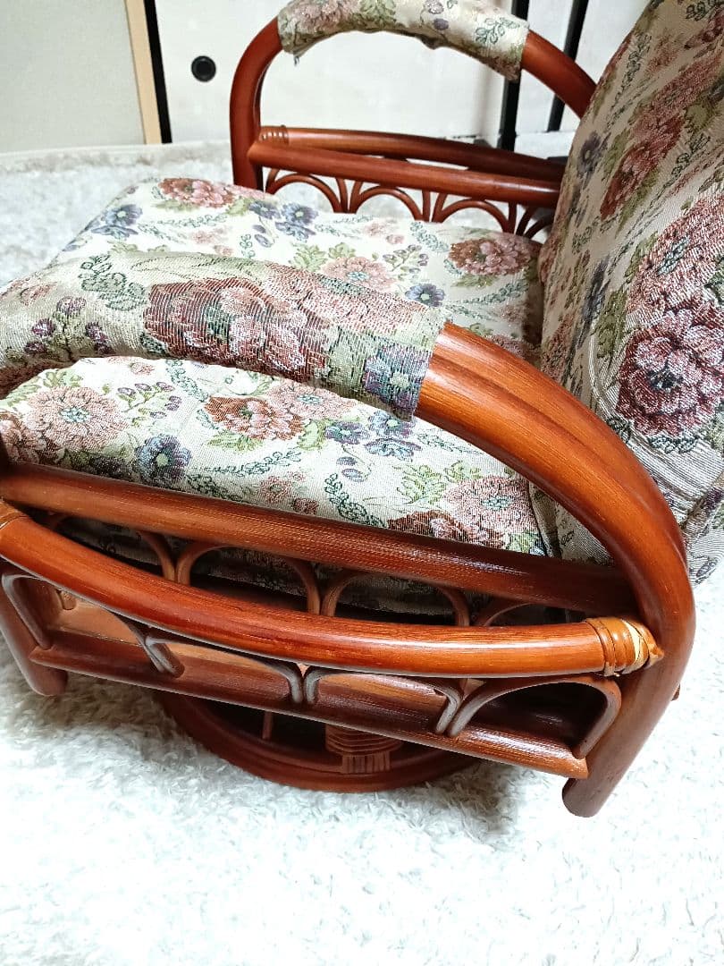 【良品★即日発送】高級ラタンギア式リクライニング回転座椅子【ハイタイプ】