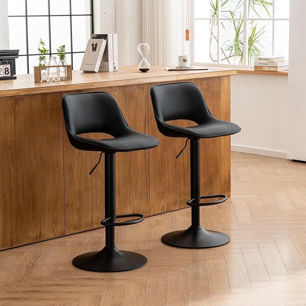Baolande カウンターチェア 2脚セット ブラック PUフェイクレザー