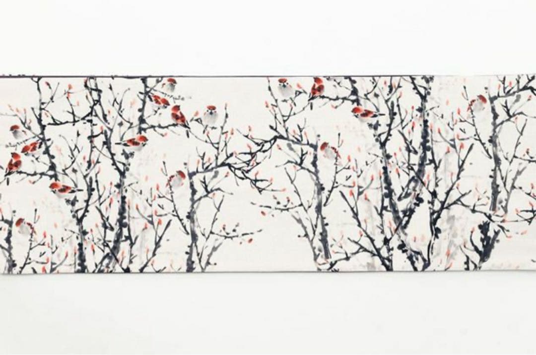 キモノモダン ーレトロMODERN京袋帯 - すずめ（綿100%）　未使用