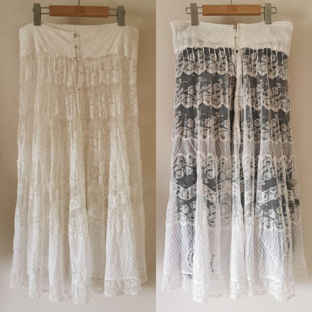 アンティーク 幻のノルマンディーレース ペチコート＆オーバースカート ピンタック