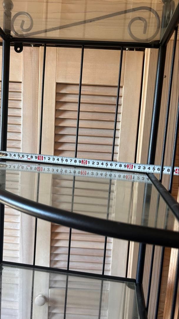 廃盤品　IKEA ブラックコーナーシェルフ スチール・ガラス製