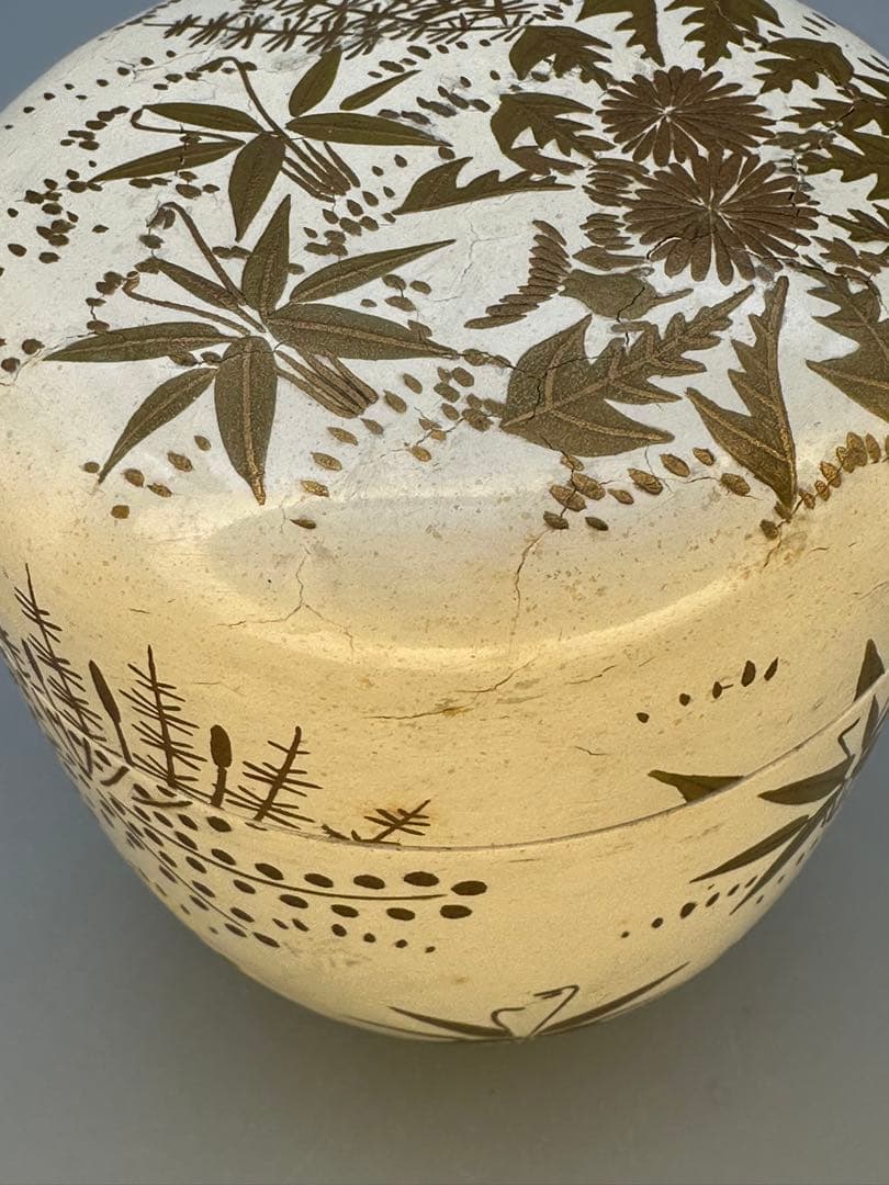 茶道具　棗　稲井玉甫　白漆春草