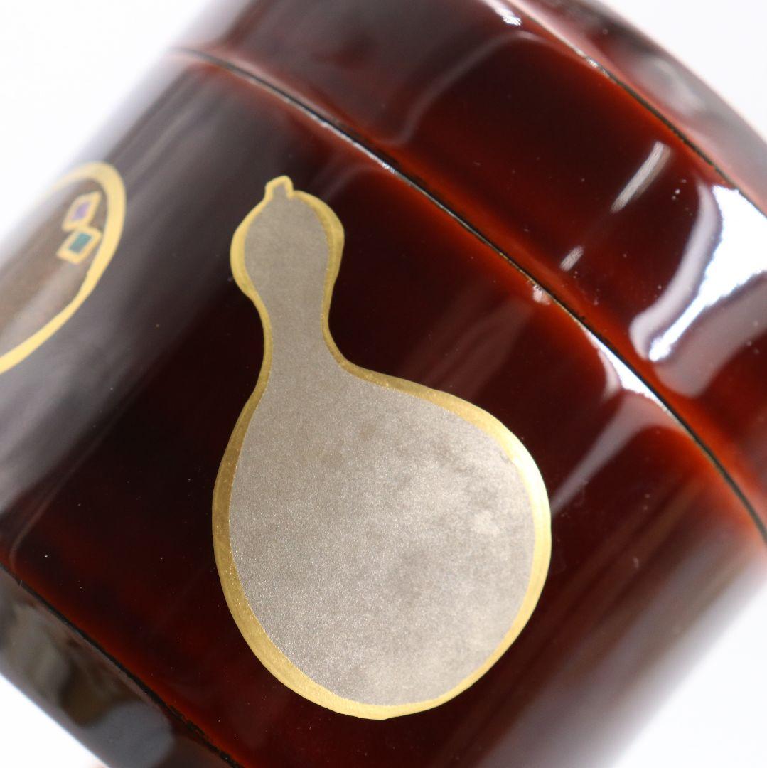 中村香鳳作 六瓢蒔絵 溜塗 雪吹棗 薄茶器 茶道具 共箱　V940　N8