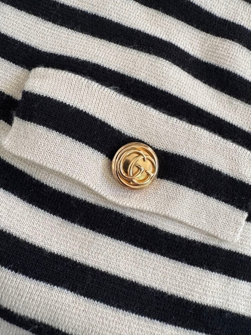 GUCCIニットボーダーワンピース　ベージュXS