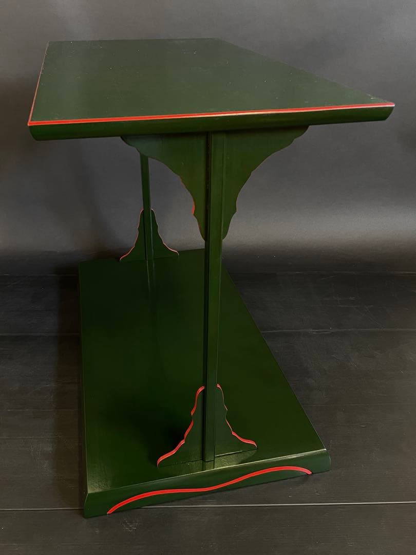 【美品】「母」 兼中斎(堀内宗完)花押 勝利作 青漆爪紅 及台子 茶道具 13F