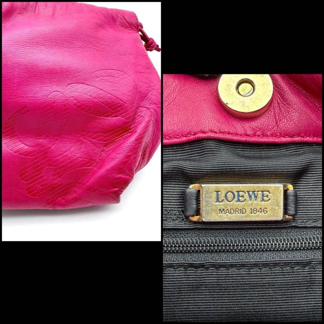 【良品】LOEWE ロエベ　アナグラム　巾着ショルダーバッグ　フラメンコ