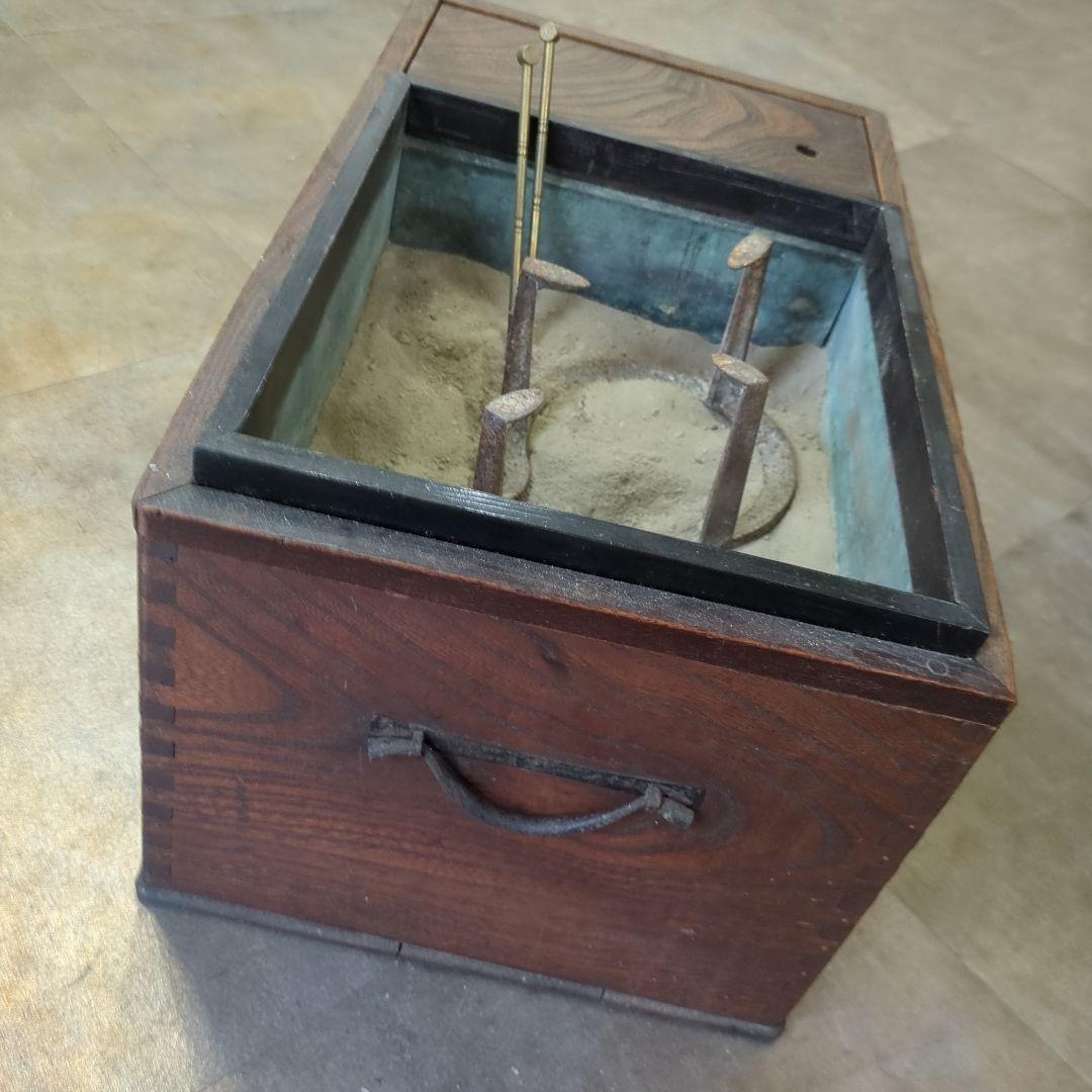 骨董 長火鉢 瓢箪五徳、火箸、灰付き 引き出し 関東火鉢 小振り