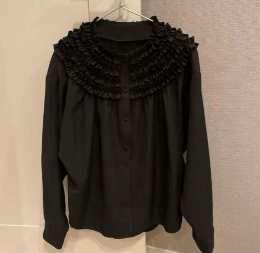 ロージーモンスター　裏起毛ミニフリルブラウス ブラック　フリー