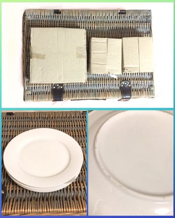 海外製　レトロでヴィンテージ感あるピクニックバスケット　編みカゴ　アンティーク調