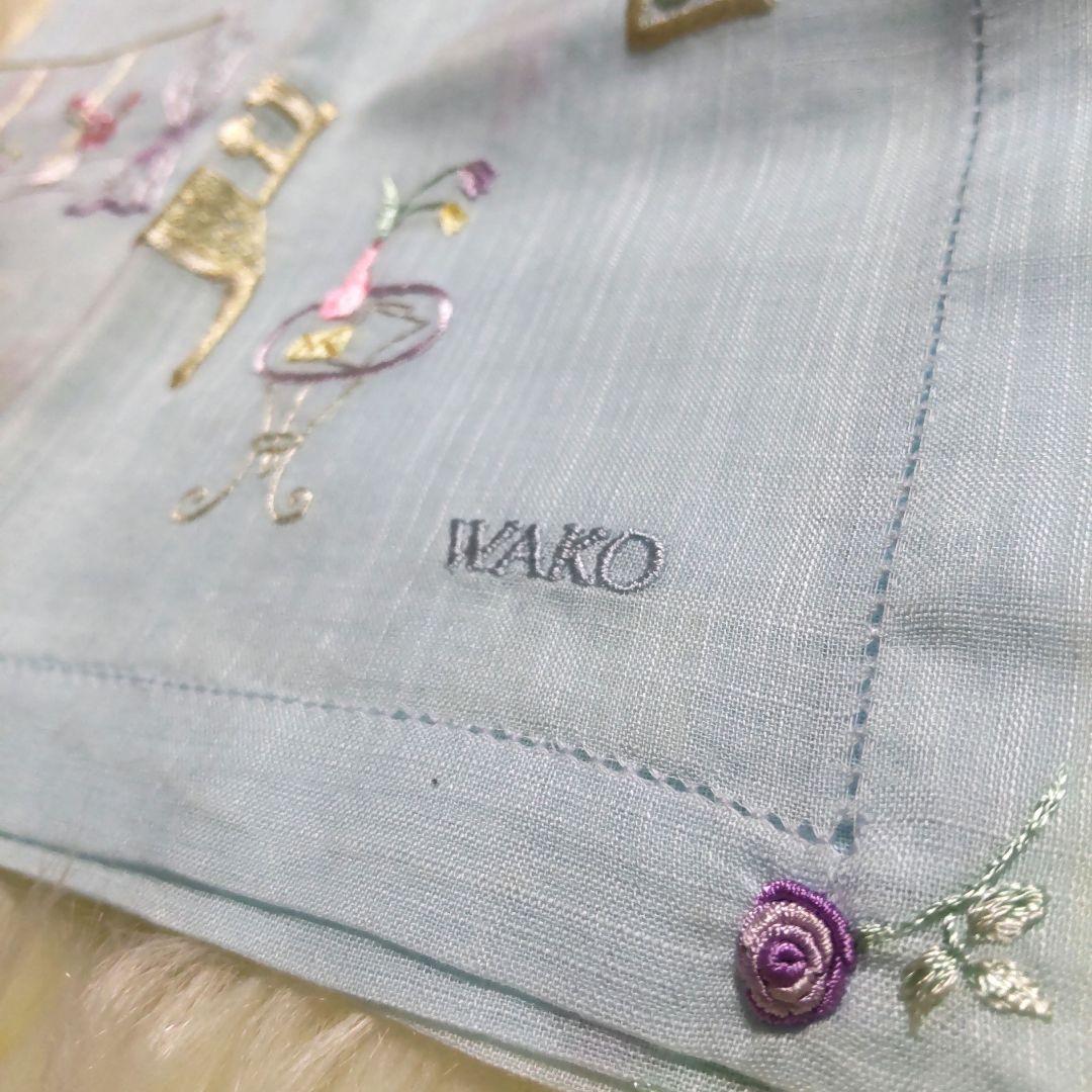 未使用 WAKO 手刺繍 ハンカチ　銀座　和光　ハンカチ✕２種