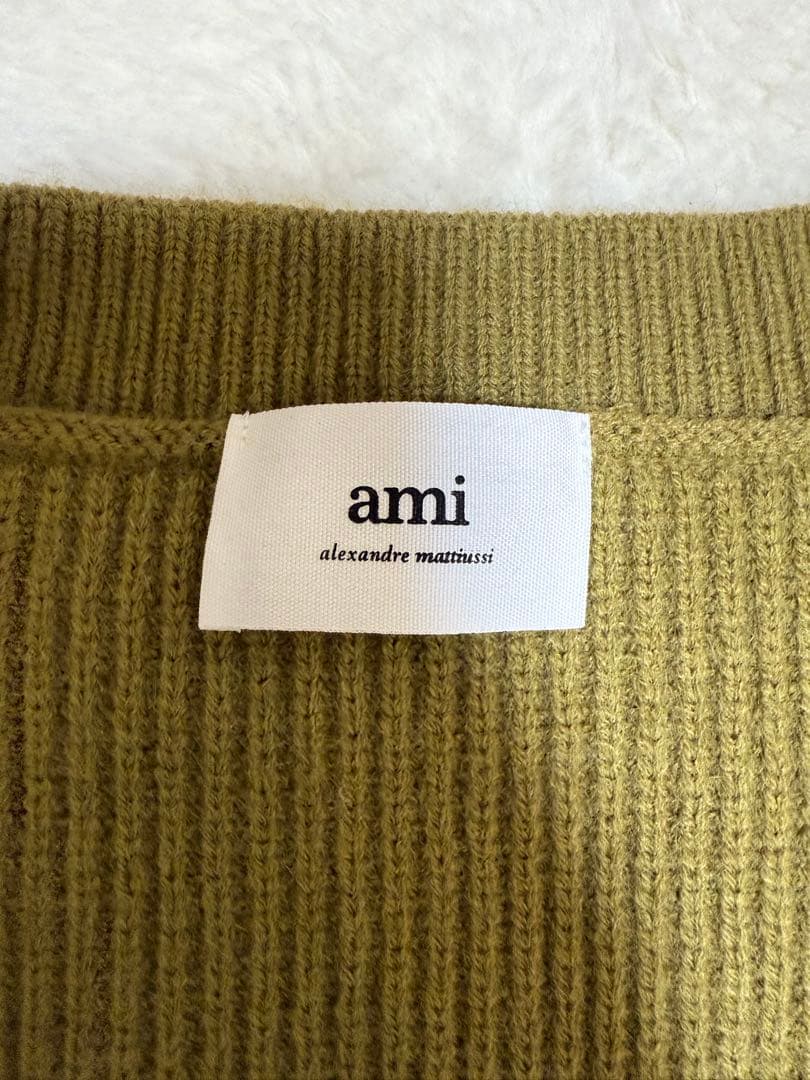 ami paris オリーブグリーンウール カレッジセーター　Sサイズ