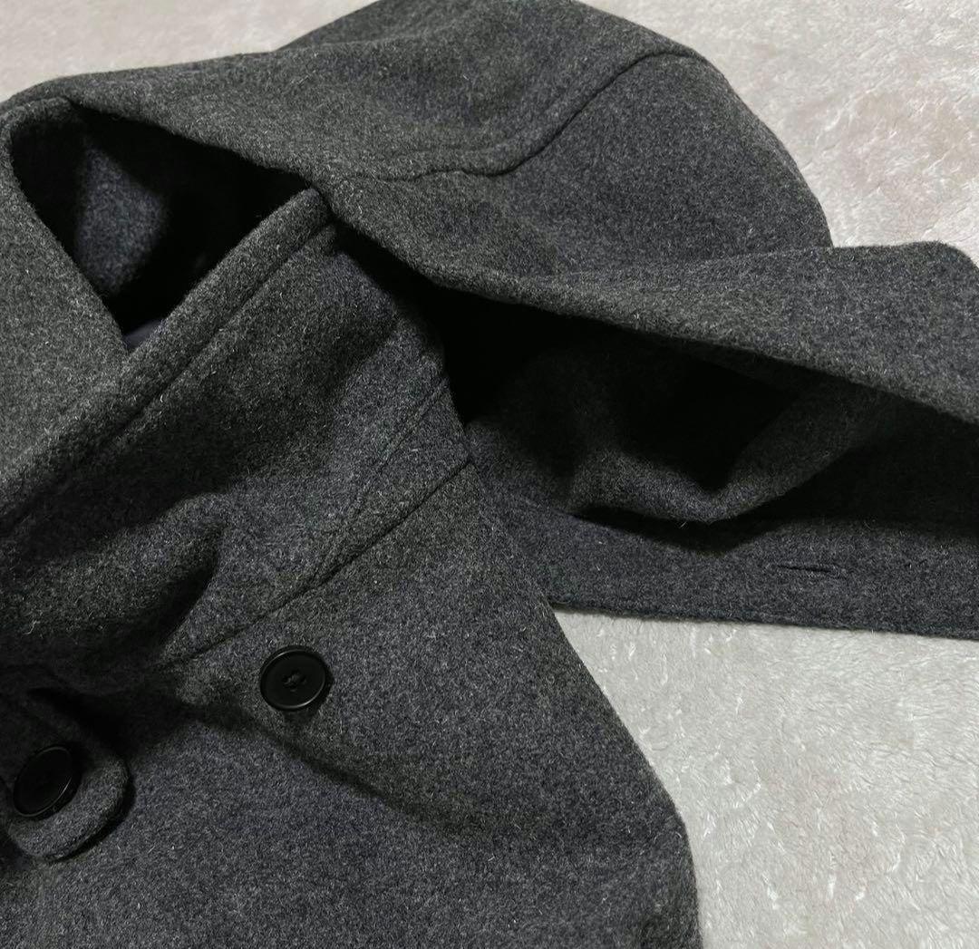 ラコステ 2way 中綿 ダッフルコート ロング グレー ウール LACOSTE