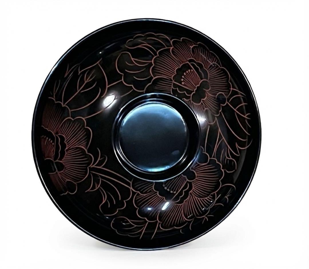 【最高級】輪島塗 沈金 牡丹彫 吸物椀 5客セット 共箱・布付き 天然木 漆器