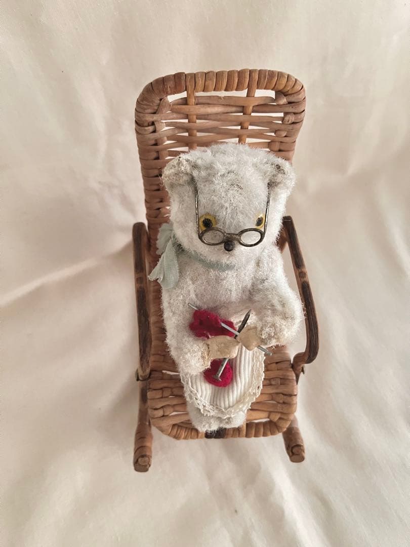 アンティーク　編み物ねこ　海外輸出用　里帰りっ子　ゼンマイ式