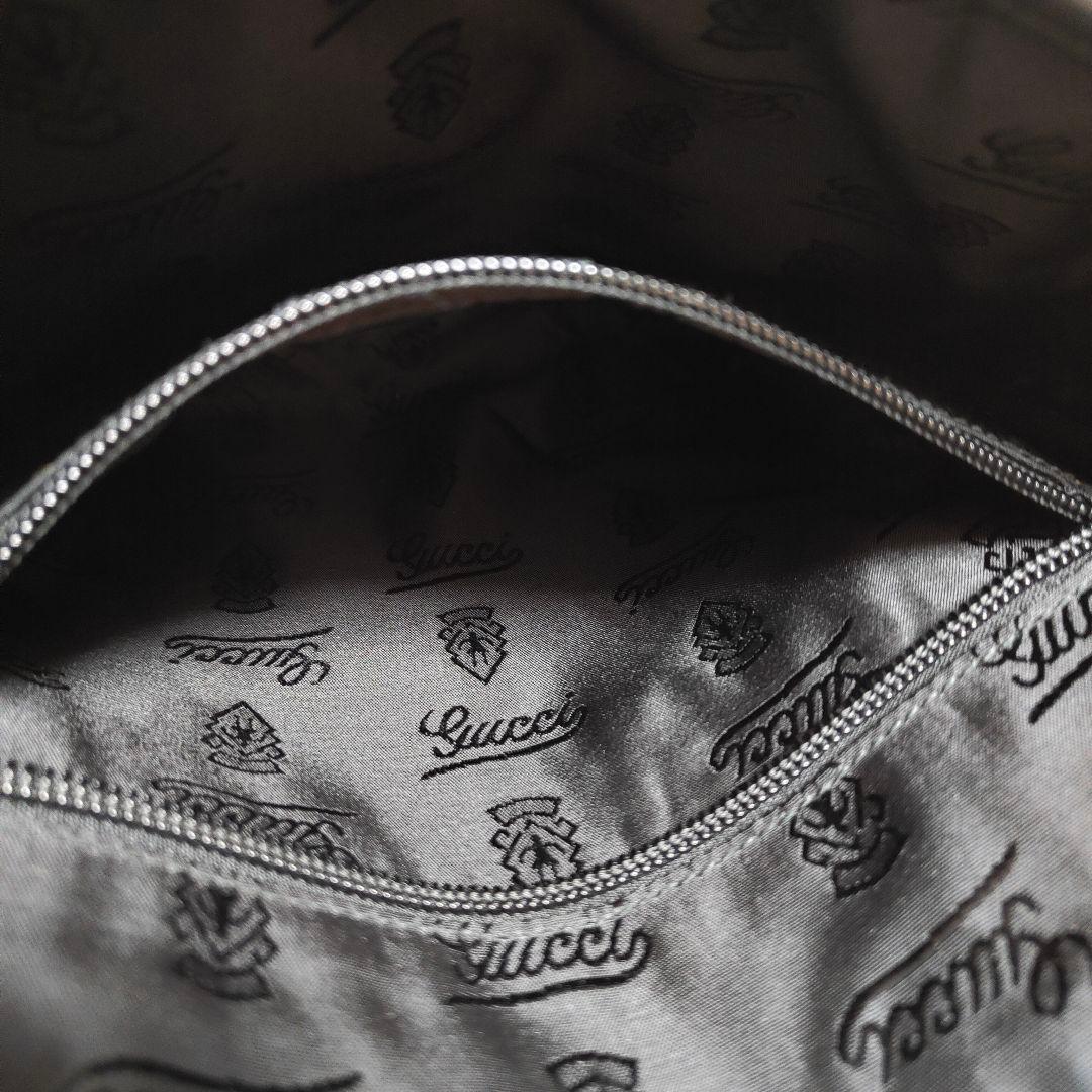 極美品 グッチ ショルダーバッグ GG柄 シマレザー 黒 クロスボディバッグ