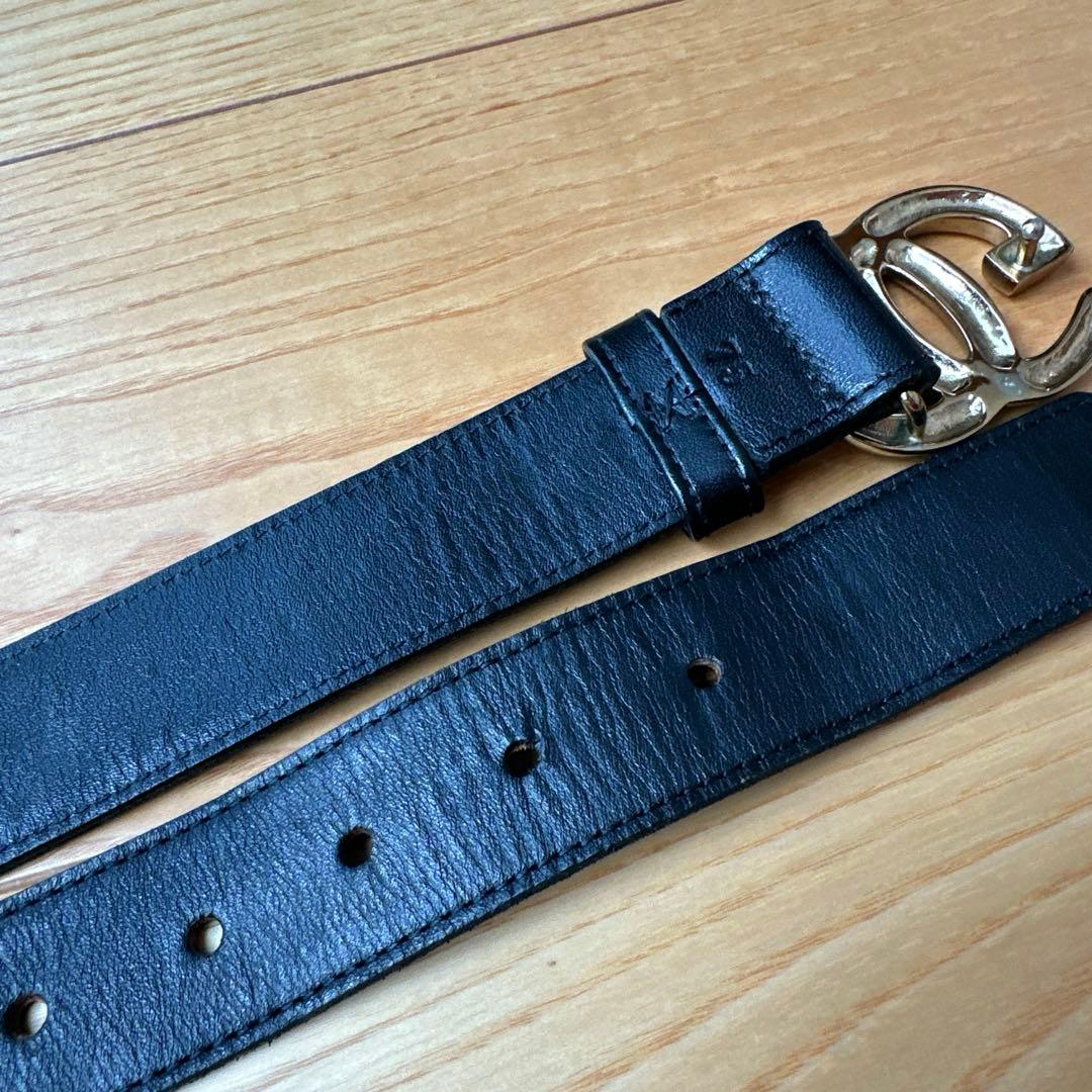 GUCCI ベルト　美品　ヴィンテージ　75 グッチ　黒　レディース　ロゴベルト