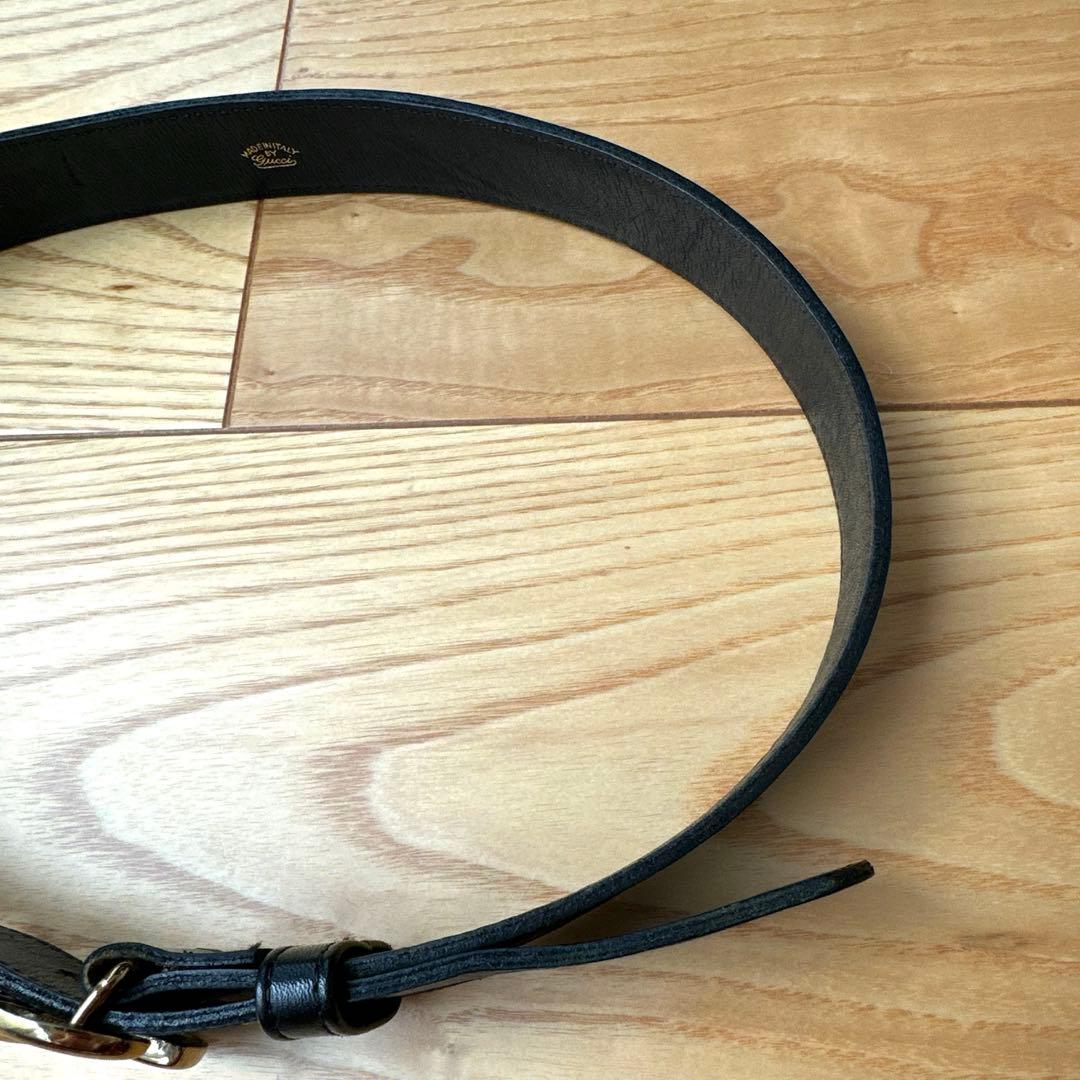 GUCCI ベルト　美品　ヴィンテージ　75 グッチ　黒　レディース　ロゴベルト