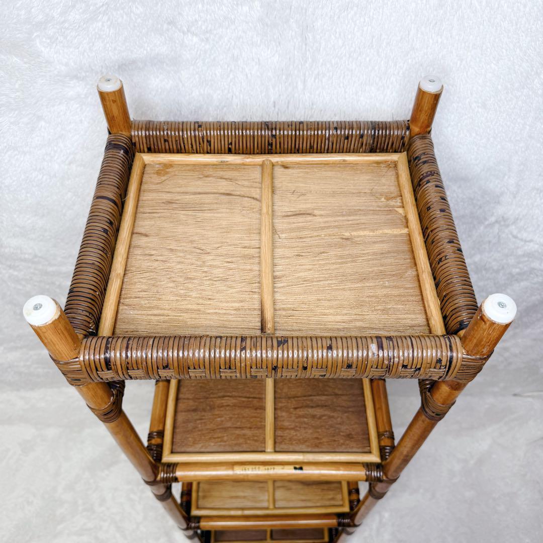 ヴィンテージ　Kazama　籐 ラタン シェルフ シェルフL　4段　自然素材