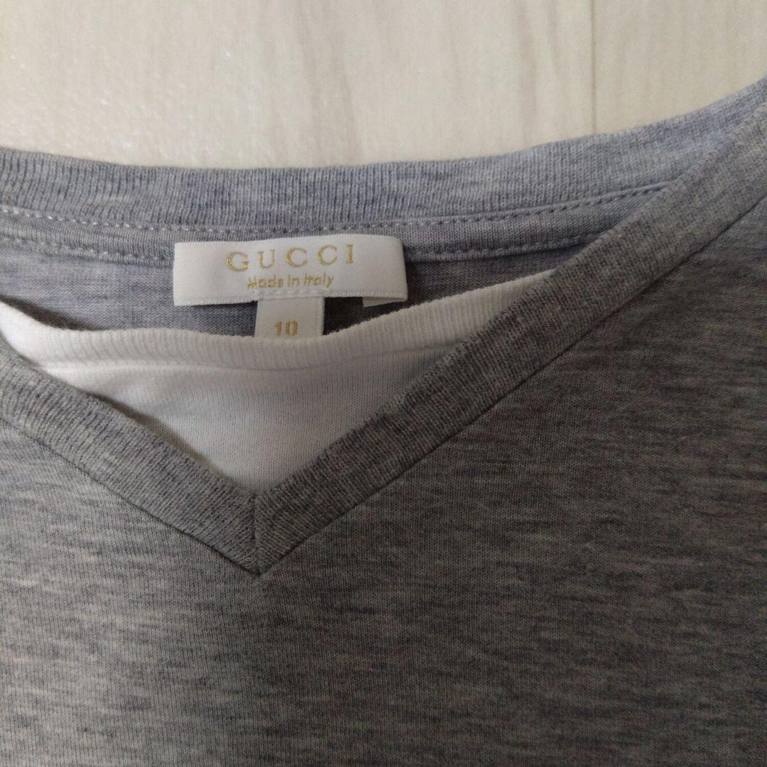h111e 美品 Gucci グレー Vネック長袖 Tシャツ 2枚セット