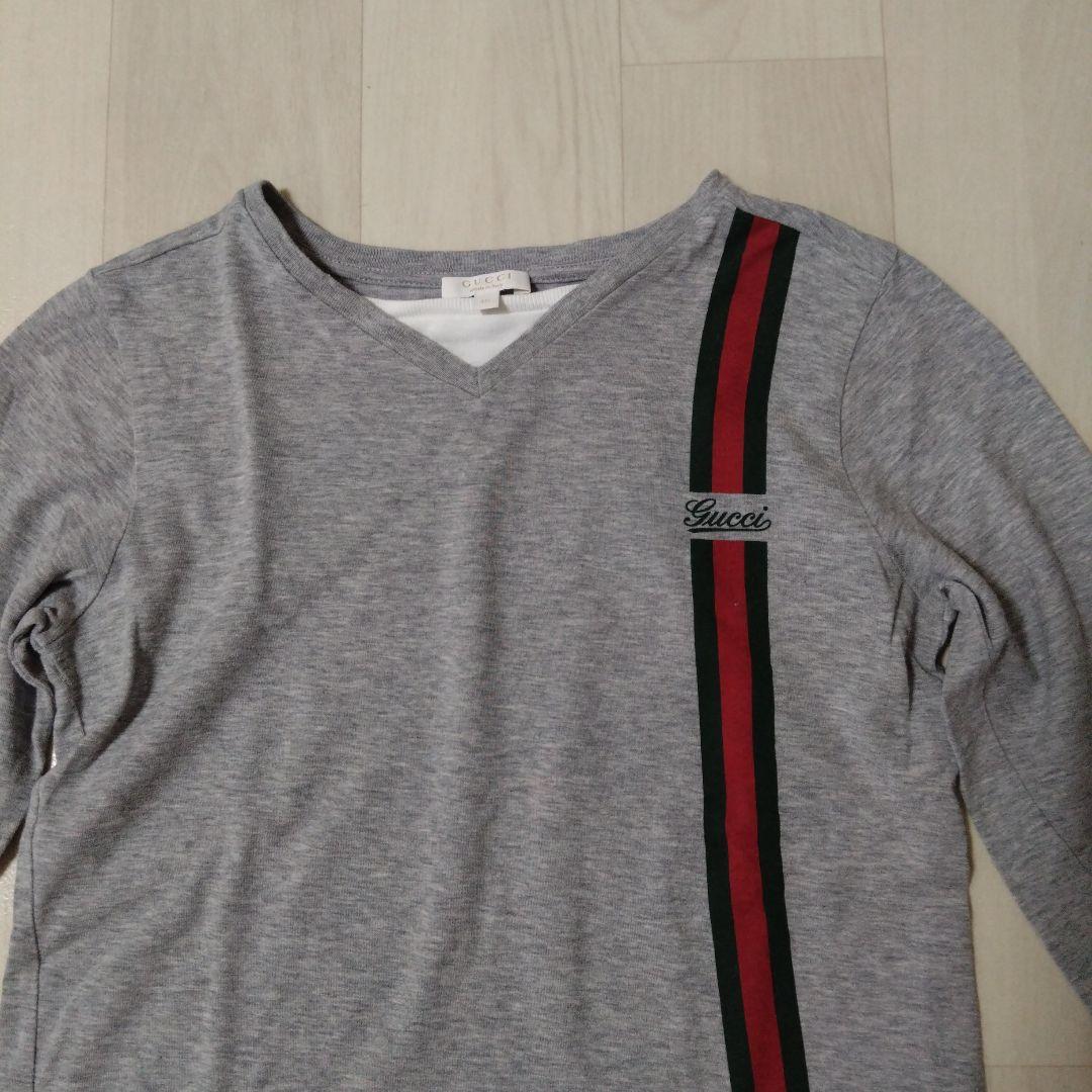 h111e 美品 Gucci グレー Vネック長袖 Tシャツ 2枚セット