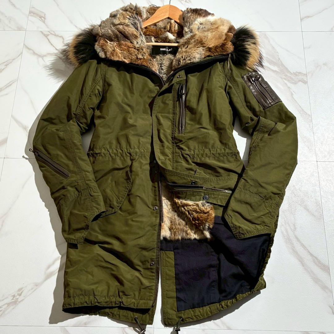 【美品】シェラック モッズコート ラビットファーライナー ラクーン 4way