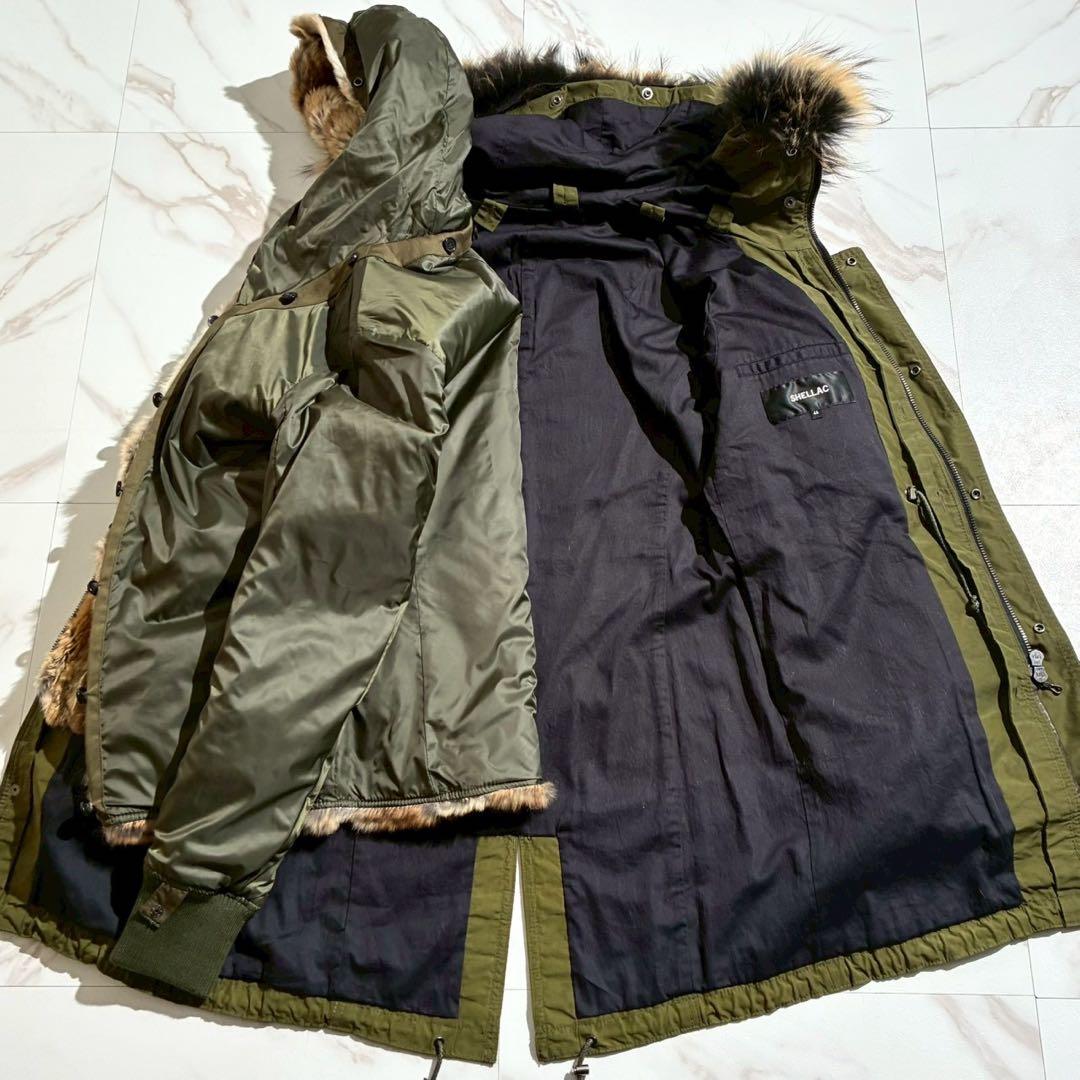 【美品】シェラック モッズコート ラビットファーライナー ラクーン 4way